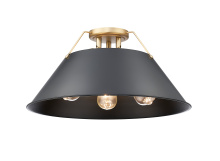 Golden 3306-3FM BCB-BLK - Yep by Golden Lighting Orwell 3-light Flush Mount in Brushed Champagne Brass and Matte Black shade